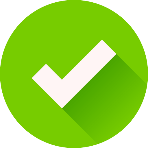 A large white checkmark inside a green circle.
