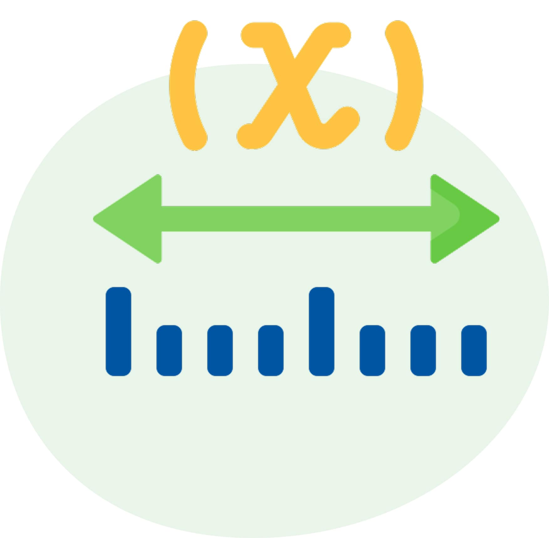Icon showing inside the parenthesis is a variable X with a horizontal double-arrow and a measurement scale.