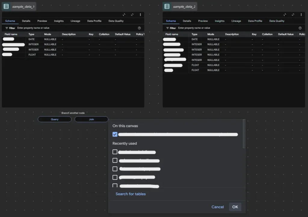 Joining of tables to merge data.